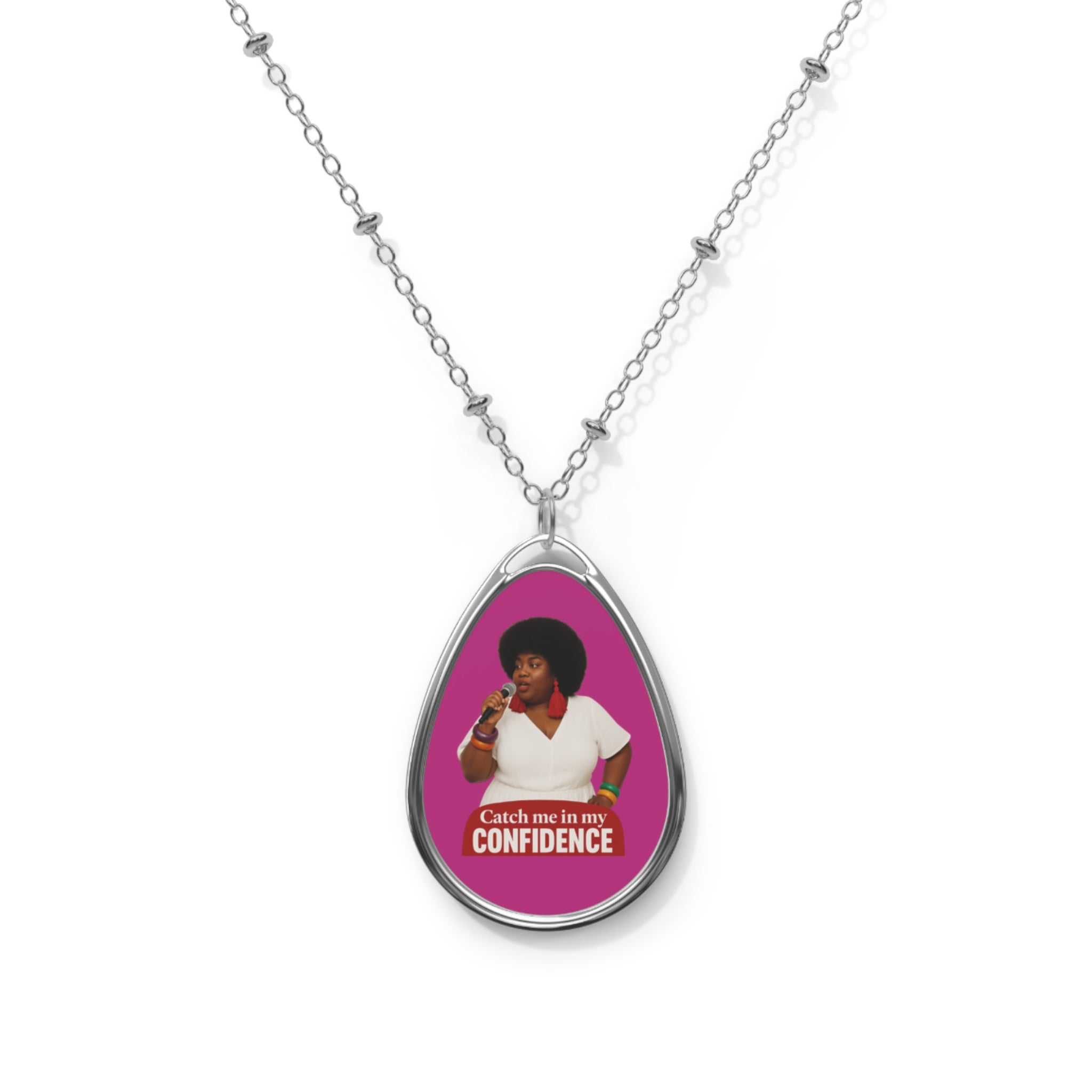 Inspirational Confidence Oval Necklace, Empowering Jewelry Gift, Oval Pendant Necklace, Motivational Necklace for Women, The Ameya Taylor Experience

