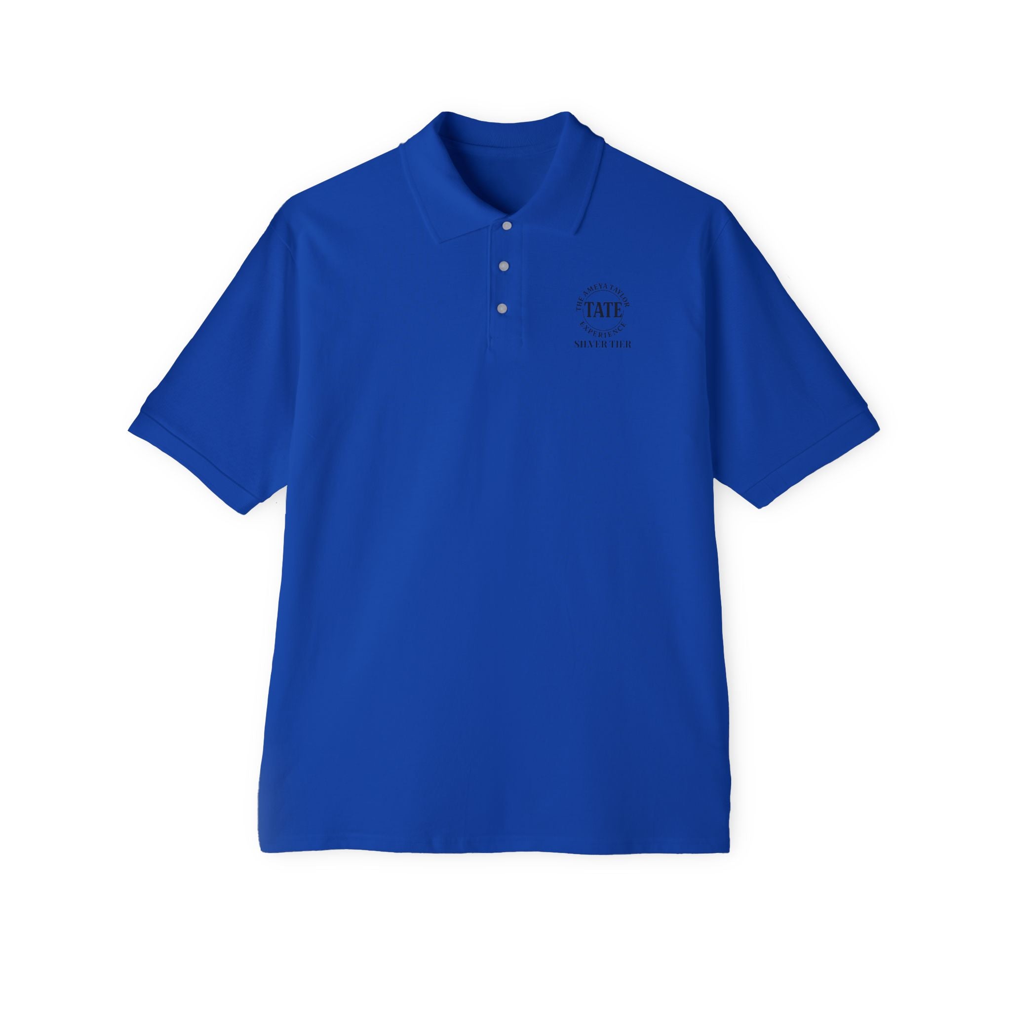 Men’s Blue Silver Tier Piqué Polo, Classic Fit Polo Shirt, Vibrant Blue Men’s Polo, Everyday Casual Polo, The Ameya Taylor Experience Silver Tier Blue Polo