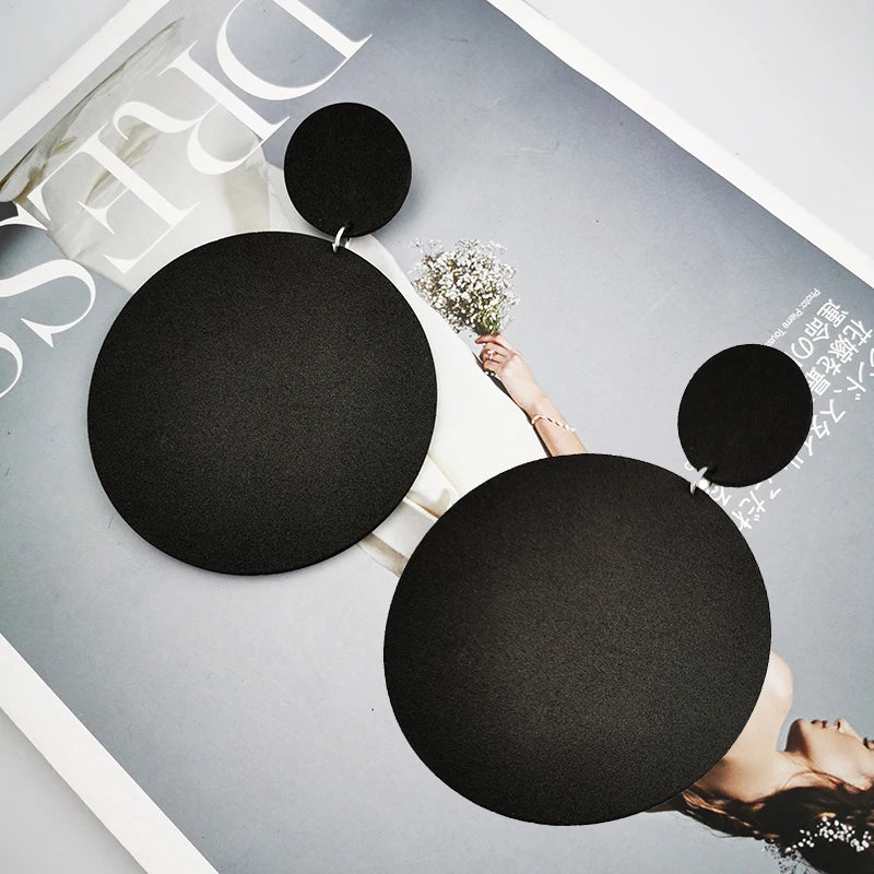 UKEBAY New Big Earrings For Women Round Drop Earrings Black Handmade Jewelry Gothic Ethnic earring Europe Style Jewelry Gifts