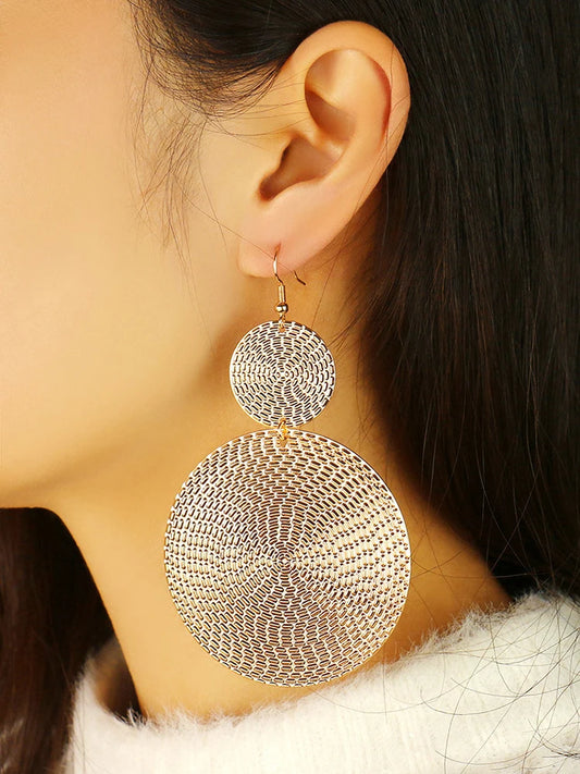 Vintage Exaggerated Black Gold Color Big Round Circle Dangle Earrings for Women Simple Punk Personality Earring Party Jewelry