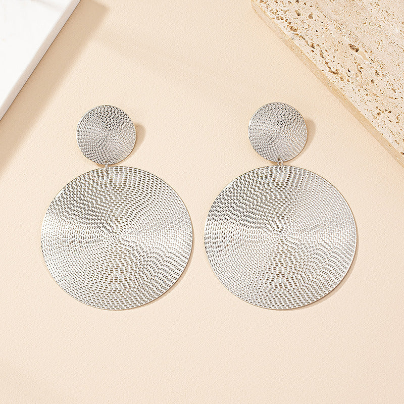 New Fashion Big Circle Metal Disc Dangle Earring for Women Exaggerated Punk Pendant Earring Charm Jewelry Gifts