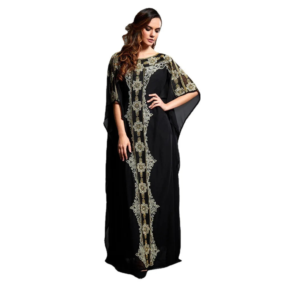 Quality MooMoo Clothing for Women | Robes Summer Dress Elegant Long Black Kaftan| MooMoo Dress