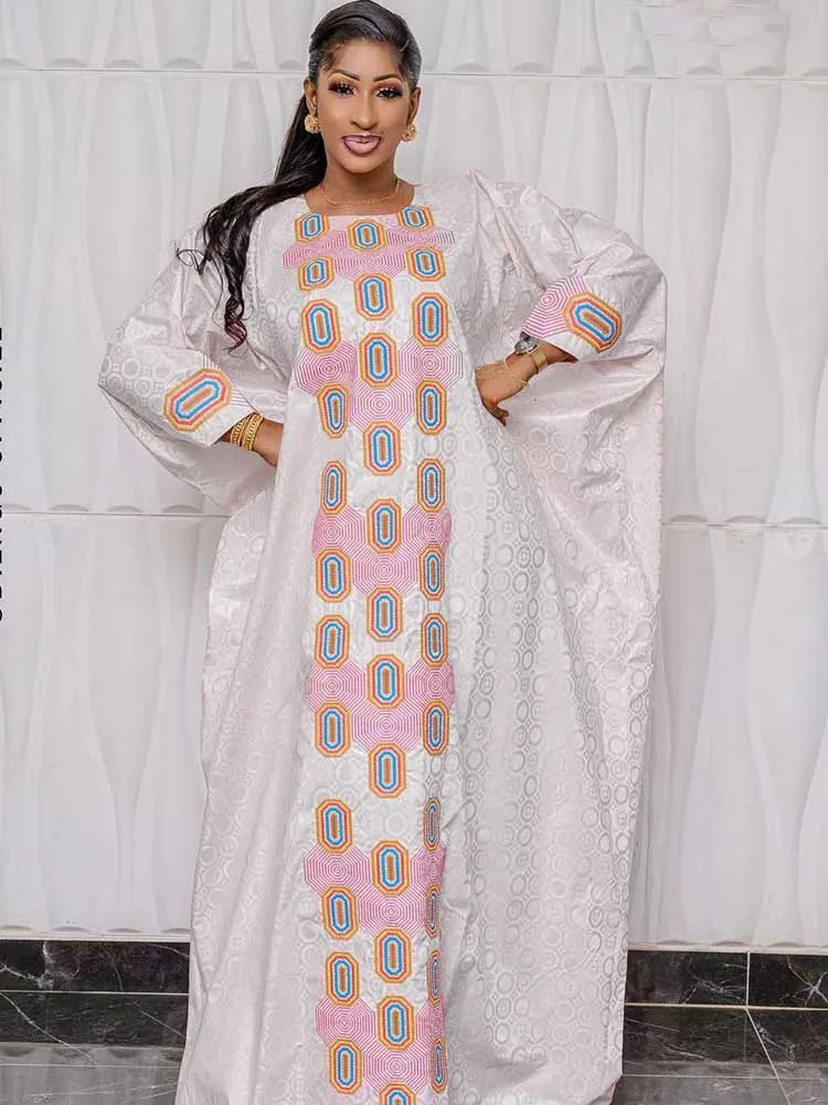 Rose Red Bazin Riche Printed For  Women Traditional MooMoo Party Clothing | Bazin Boubou Dashiki Robe