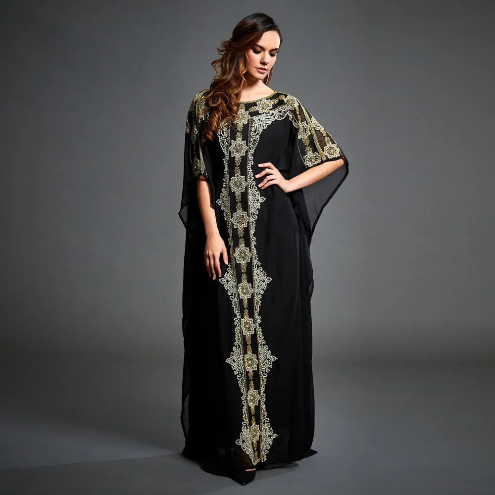 Quality MooMoo Clothing for Women | Robes Summer Dress Elegant Long Black Kaftan| MooMoo Dress