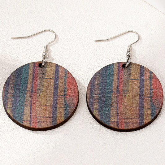 Vintage Boho Earrings Stylish Personality Colorful Wooden Round Earrings for Women Are Perfect for Holiday Wear