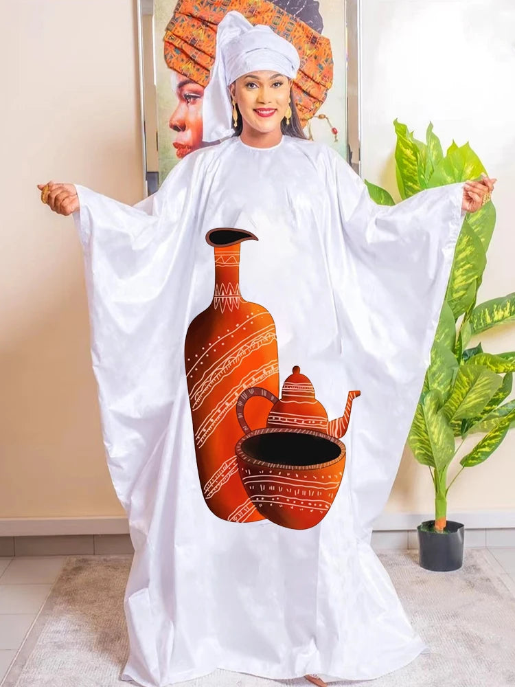 Rose Red Bazin Riche Printed For  Women Traditional MooMoo Party Clothing | Bazin Boubou Dashiki Robe