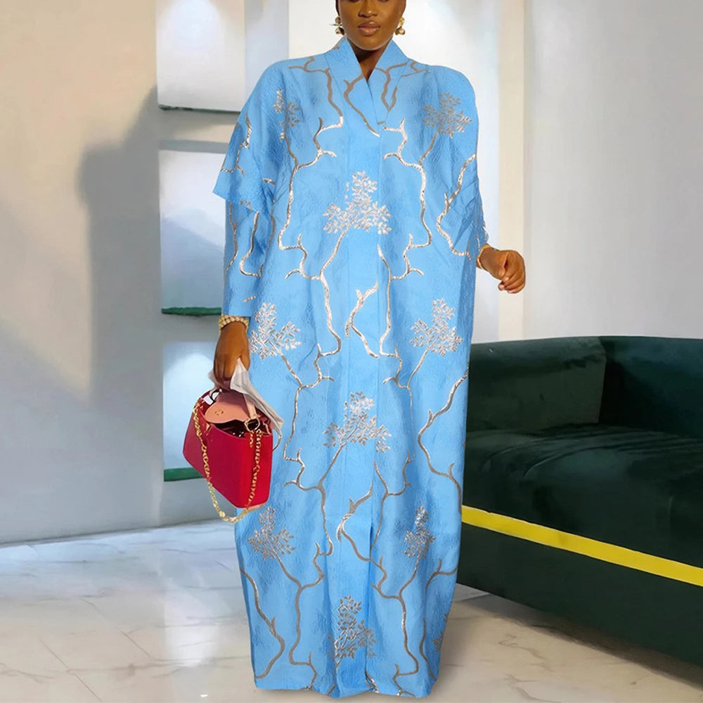 Elegant Dashiki Ankara MooMoo for Women | v Neck Large Size Traditional Femminine Kaftan| Maxi Long Dress  Cloth