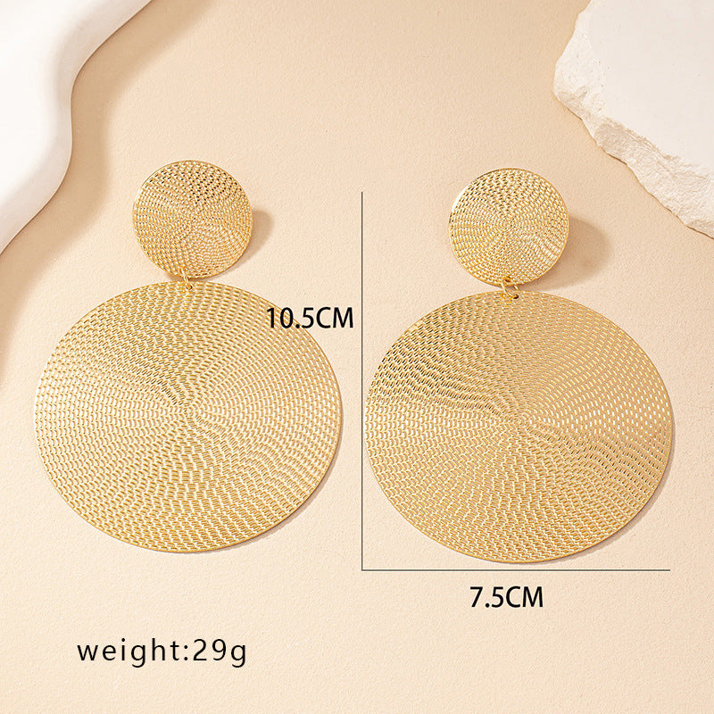 New Fashion Big Circle Metal Disc Dangle Earring for Women Exaggerated Punk Pendant Earring Charm Jewelry Gifts