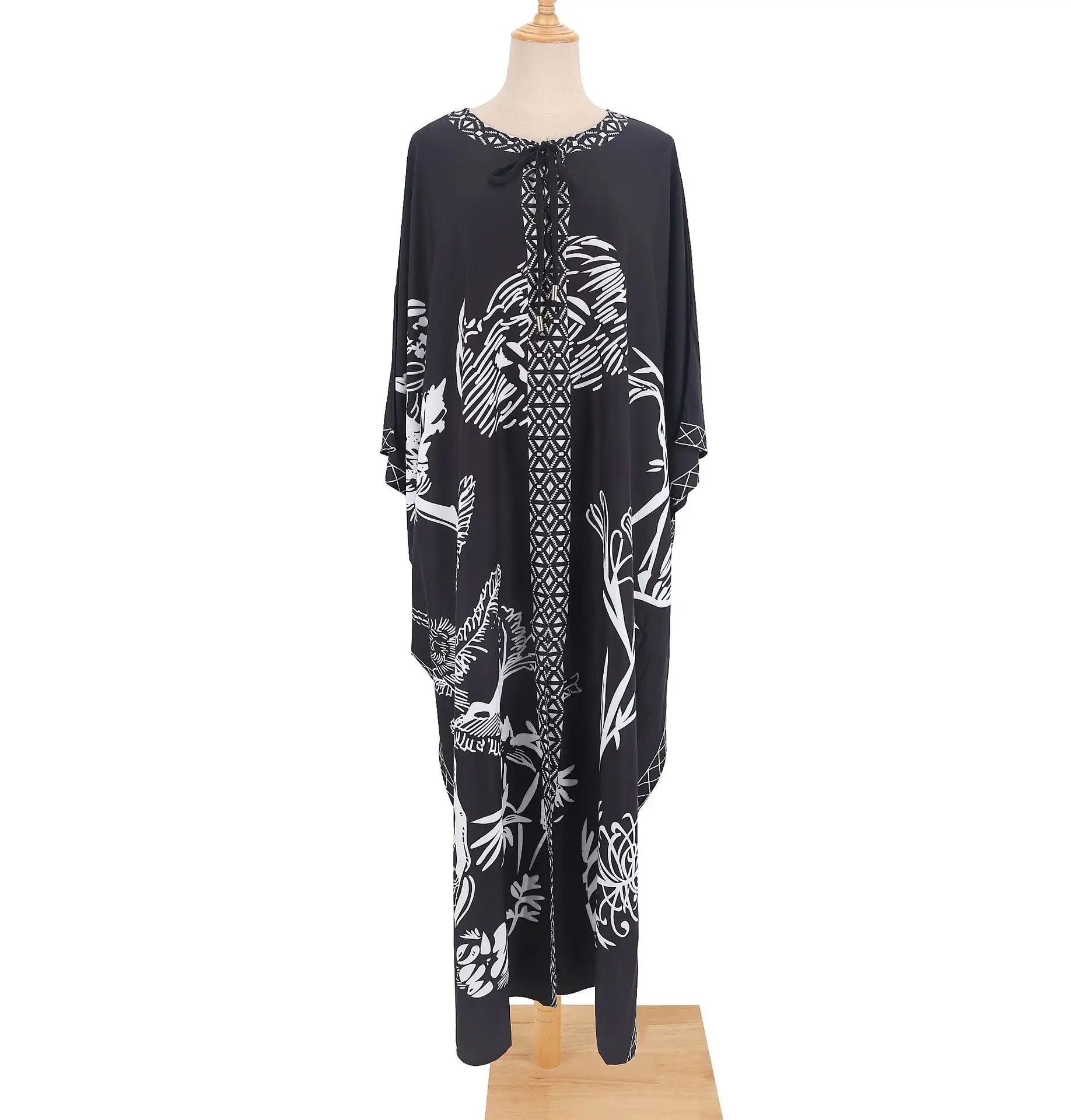 Women Kaftan Tunic Kimono Free Size Long Maxi Party Dress for Loungewear Holidays Nightwear Dresses| MooMoo Dress